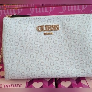 BNWOT Guess White and Gold 3 Compartment Crossbody Purse